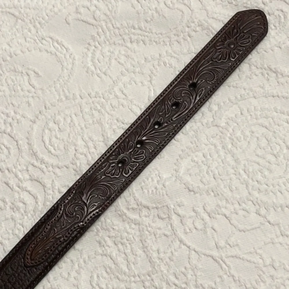 NWOT! Nocona Belt Co Size 46 Western Embossed Brown Genuine Leather